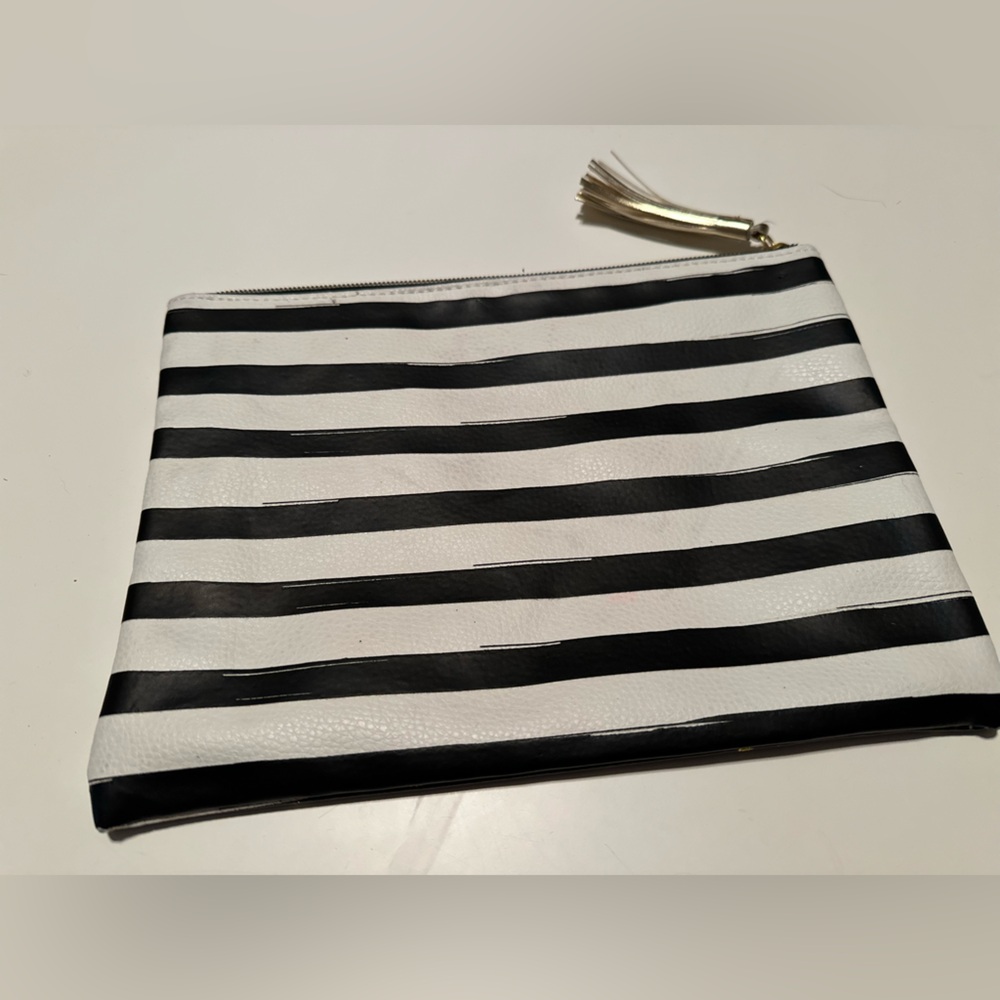 “But first, me time” Pinstripe Cosmetic Bag - Lips - Picture 2 of 2